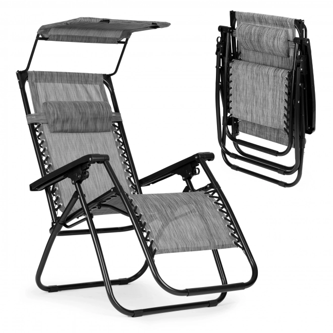 Foldable Adjustable Garden / Beach Chair with Sunshade Gray