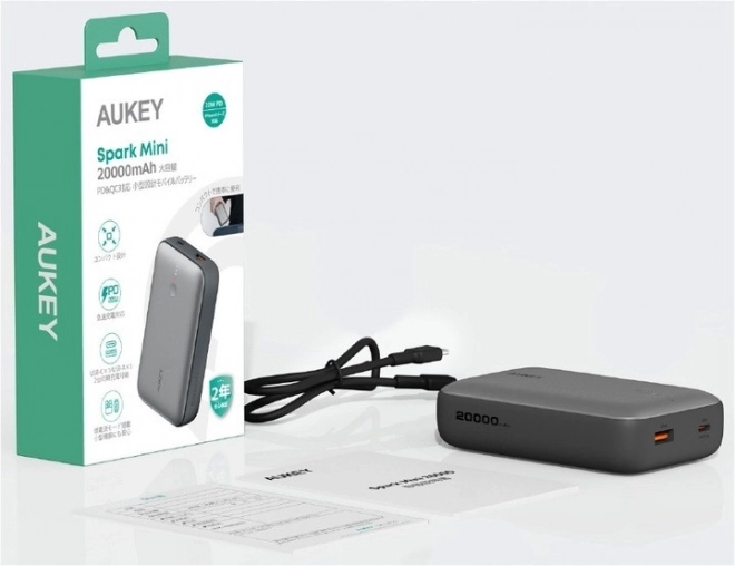 Mini power bank Aukey with 20000mAh capacity and fast charging QC 3.0
