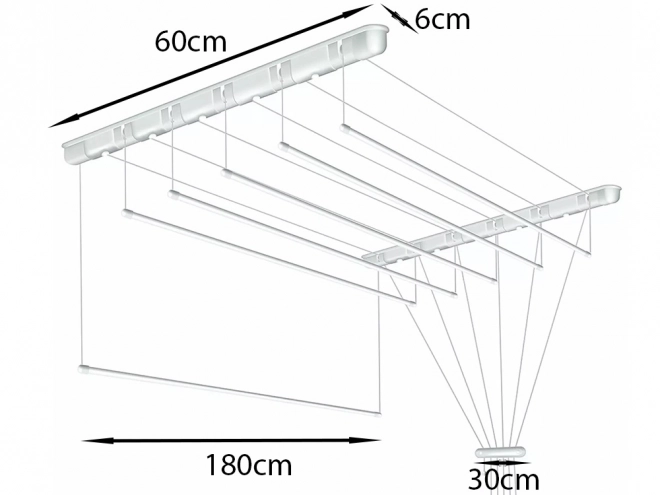 Stendibiancheria a Soffitto con 5 Barre 180 cm