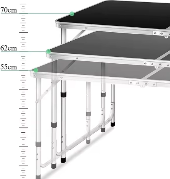Faltbarer Campingtisch mit verstellbarer Höhe 120x60 cm