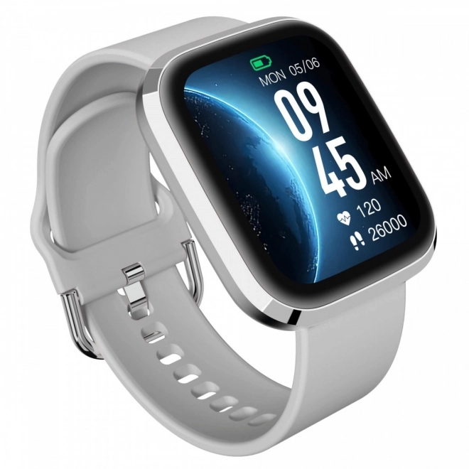 Smartwatch with IPS HD Display and Silver Strap
