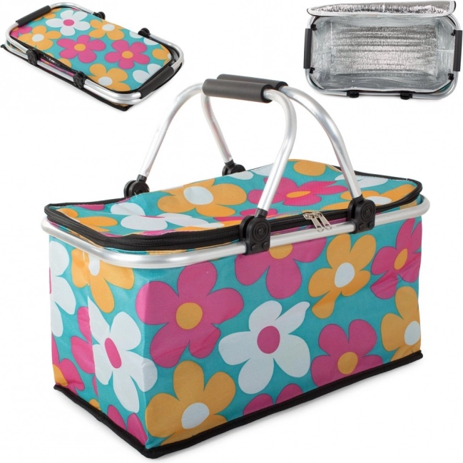 Thermo opvouwbare picknickmand met bloemmotief – kleurrijk