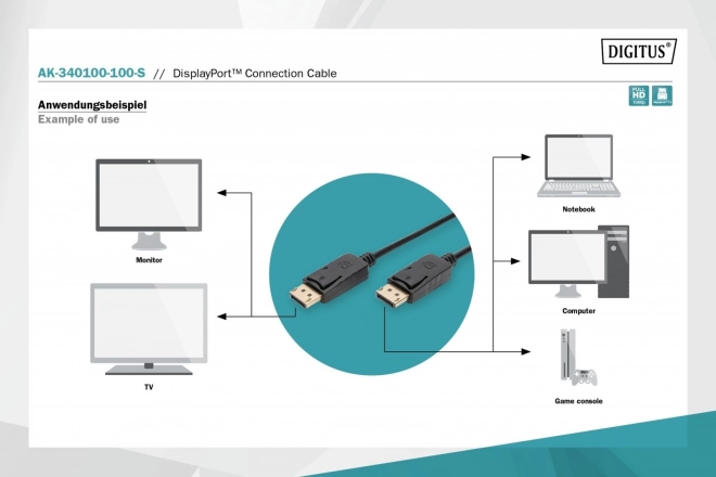DisplayPort Connection Cable with Latches