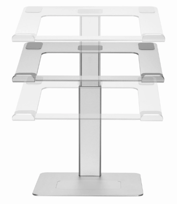 Silver laptop stand with adjustable height for 15.6 inch notebooks