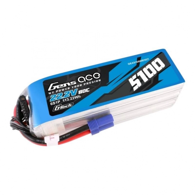 Batteria Lipo 5100mAh 80C 22,2V 6S1P con Connettore EC5