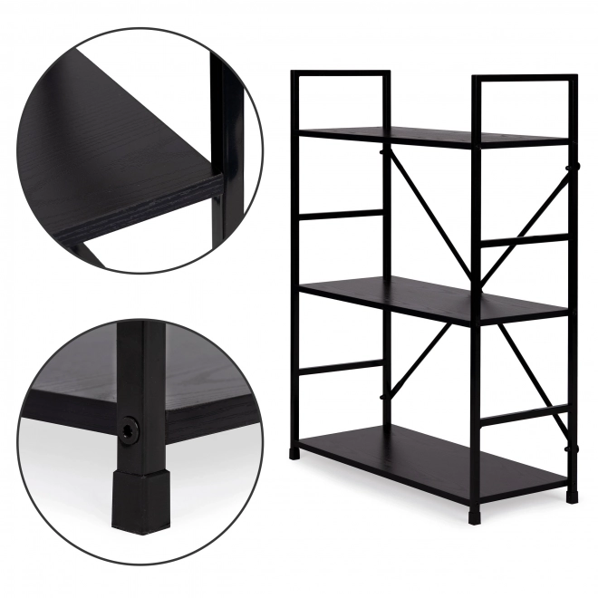 Libreria in legno con struttura in metallo 3 ripiani LOFT