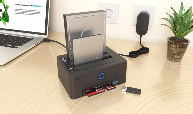 Card reader with dual docking station for SSD/HDD