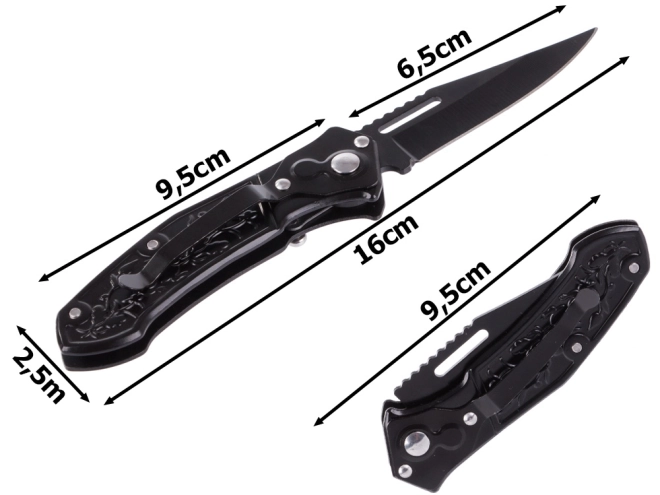Couteau en acier pliant orné