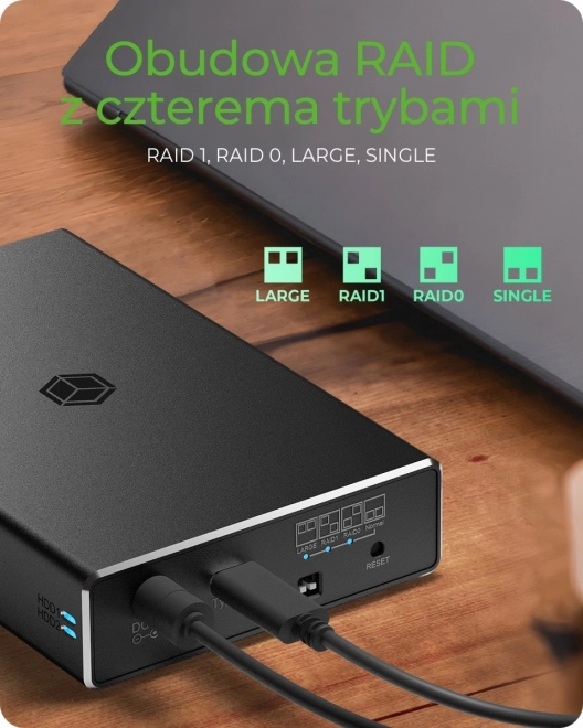 Zewnętrzna obudowa Raid IB-RD2253-C31 dla 2,5 SATA HDD na USB 3.2 Gen 2, RAID 0,1, POJEDYNCZY, DUŻY