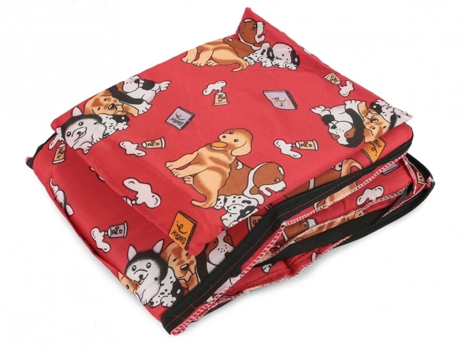 Red fabric house for small pets with pillow