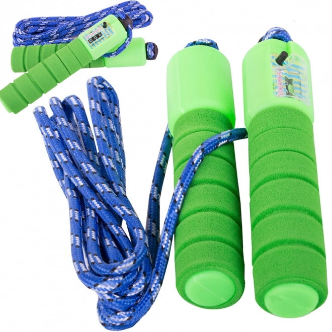 Green jump rope with digital counter for fitness