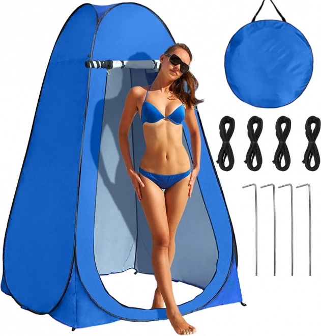 Tenda da spiaggia autoportante e spogliatoio con doccia e WC, blu