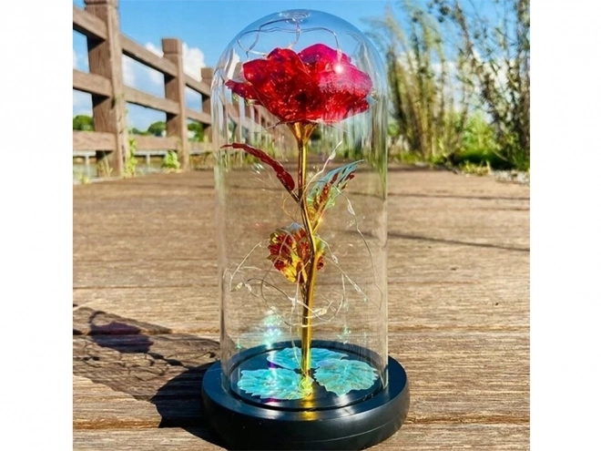 Rosa eterna con luce LED RGB in vetro