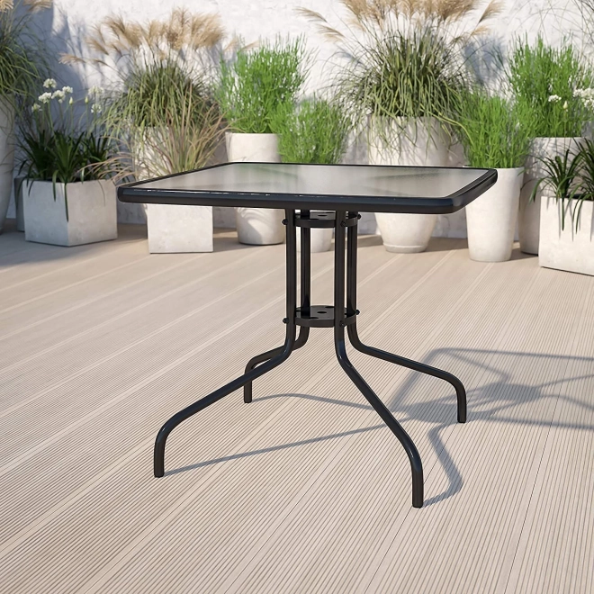 Outdoor Garden Table with Tempered Glass