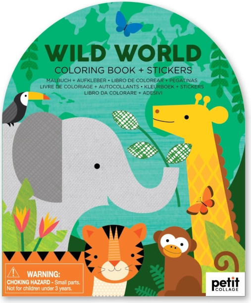 Coloring Book with Stickers – Wild Animals Petit Collage