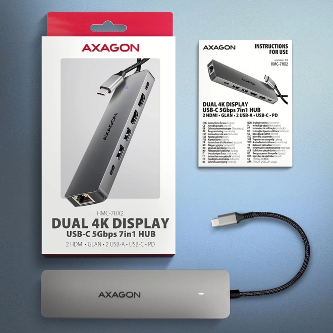 Usb-c multiport hub 7-in-1 5gbps with dual 4k display and pd 100w