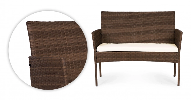 Garden furniture set with rattan look – bench, table, chairs brown MultiGarden
