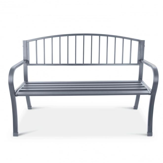 Garden bench with metal backrest in graphite color