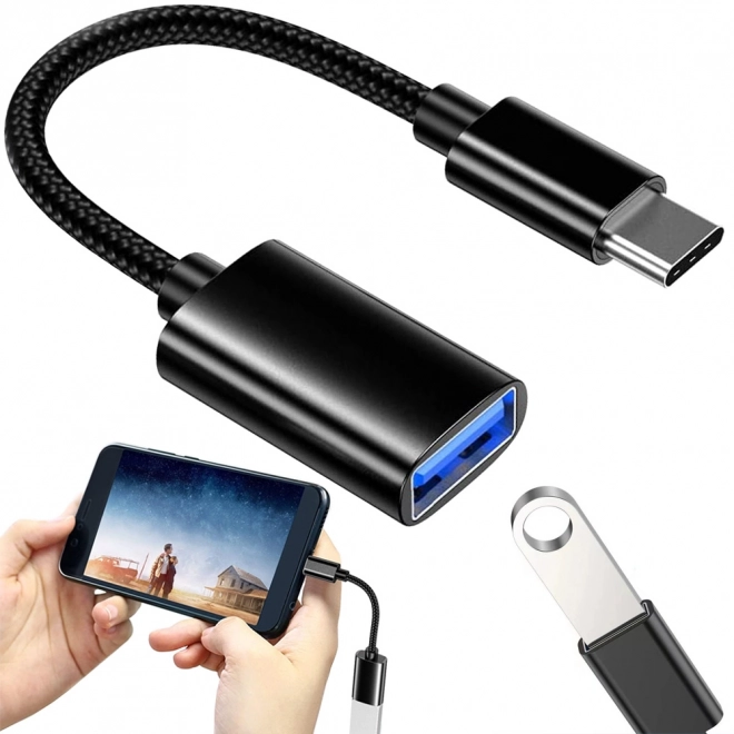 USB-C to USB-A 3.0 OTG adapter with braided cable