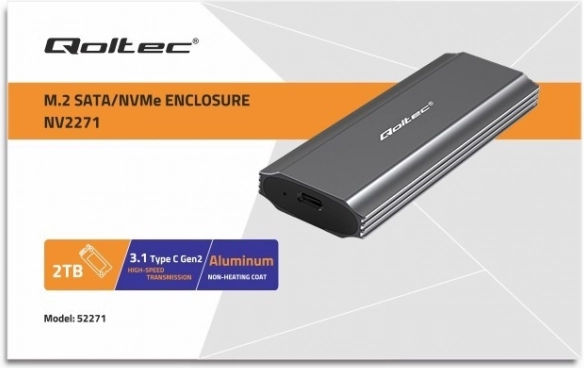 Qoltec M.2 SSD Enclosure with USB-C