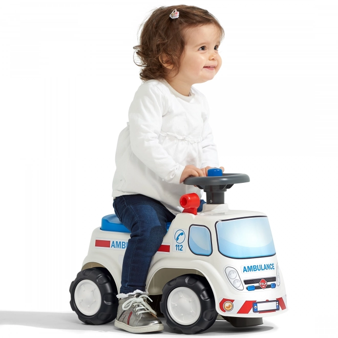 Ambulanza cavalcabile con sedile apribile e clacson