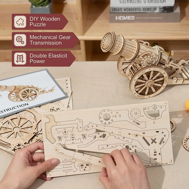 Puzzle 3D di legno Robotime Rokr Cannone d'Assedio Medievale
