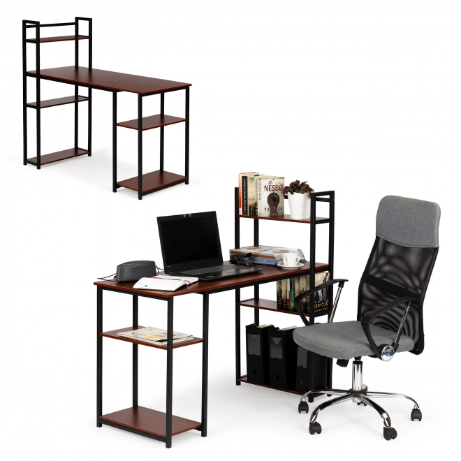 Modern home loft style desk with shelves