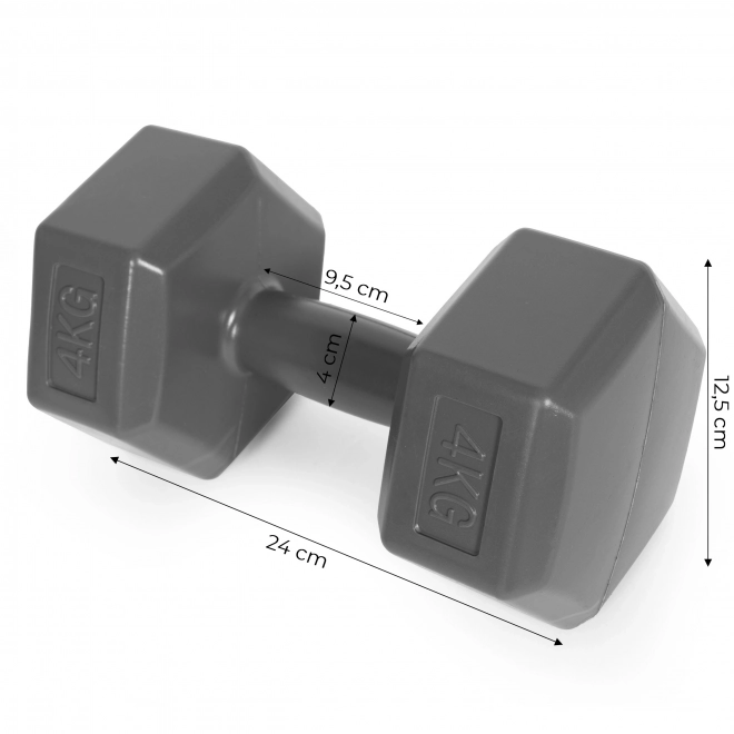 Hexagonal Dumbbells 2x4 kg Grey ModernHome
