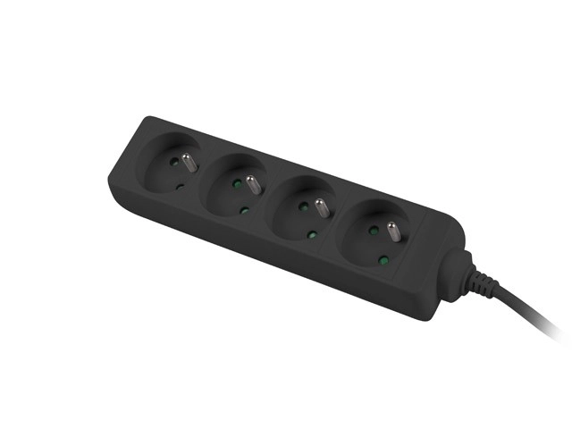Black Power Strip with 4 Outlets