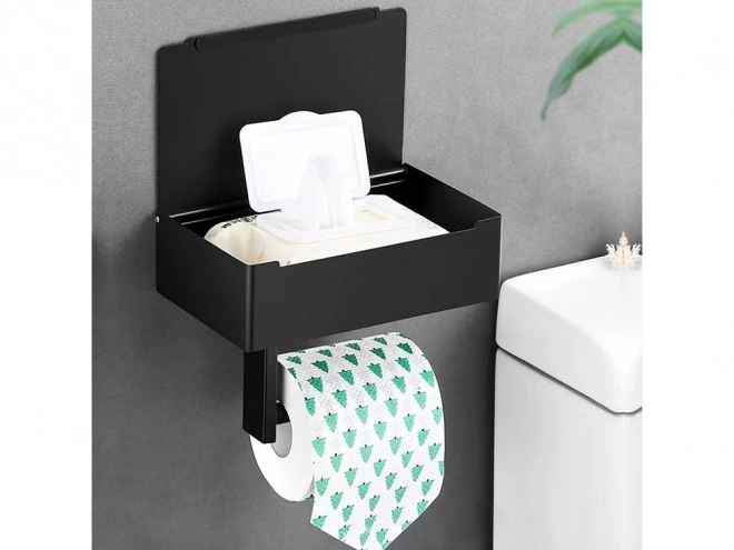 Toilet Paper Holder with Tissue Container and Shelf