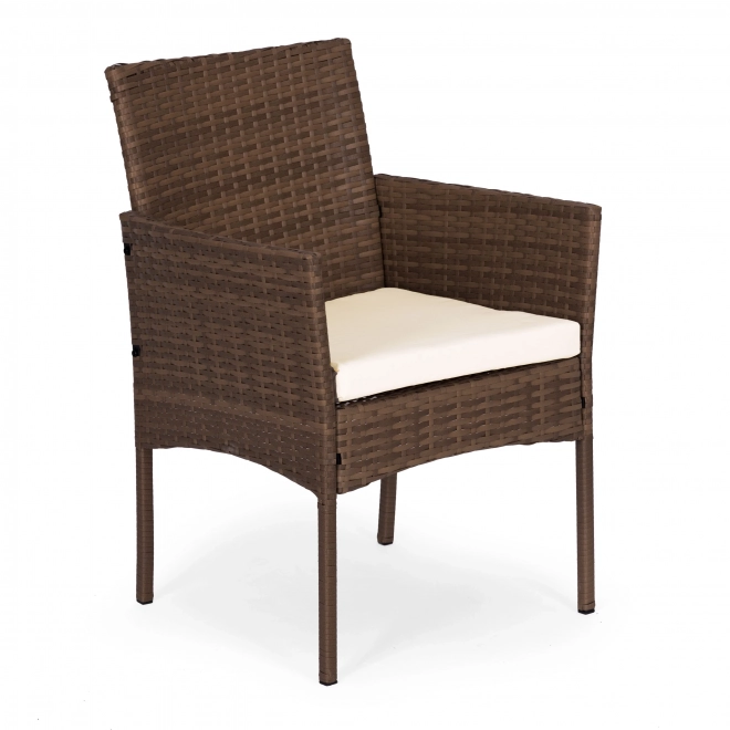 Garden furniture set with rattan look – bench, table, chairs brown MultiGarden