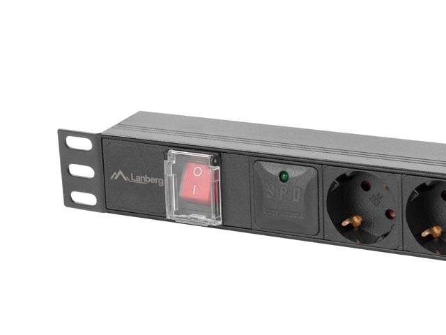Power Strip Rack PDU 19 inch 1U 16A 5xSchuko 2m Black