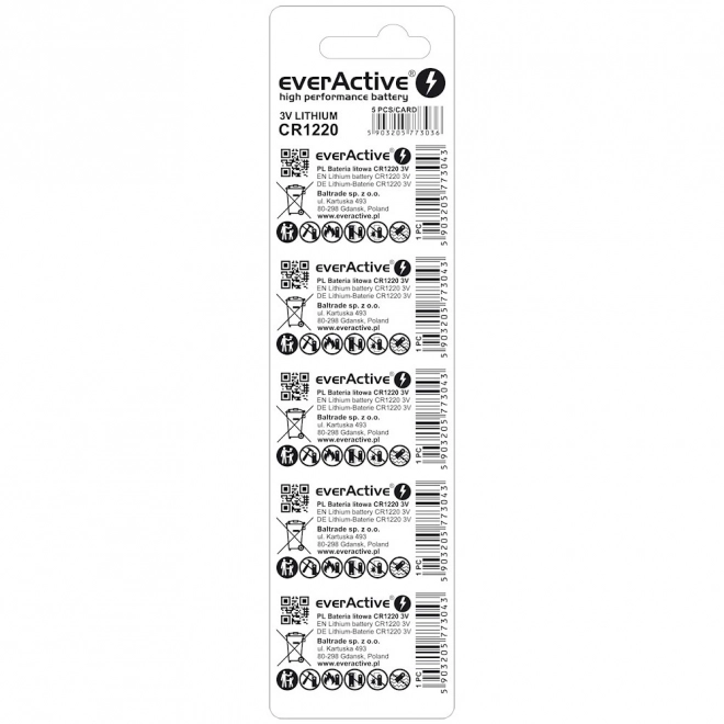 Lithium Battery CR1220 5 pcs