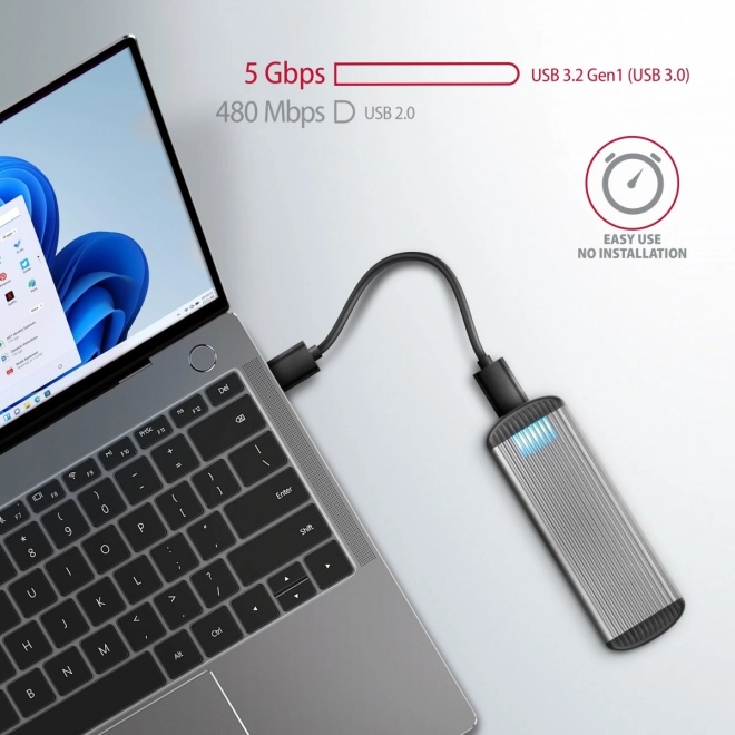 Axagon hűtött USB 3.2 Gen 1 aluminium külső M.2 SATA SSD ház