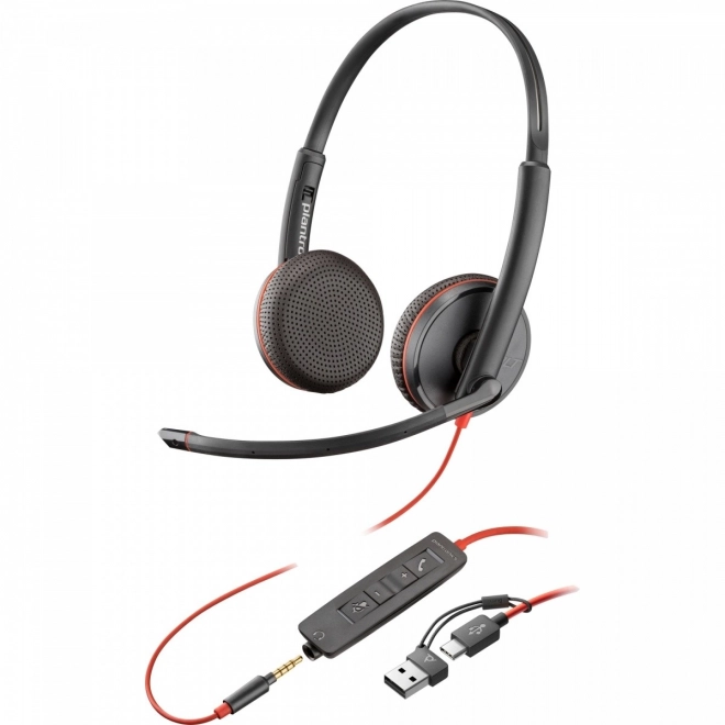 Poly Blackwire 3225 USB-C Headset with USB-A Adapter
