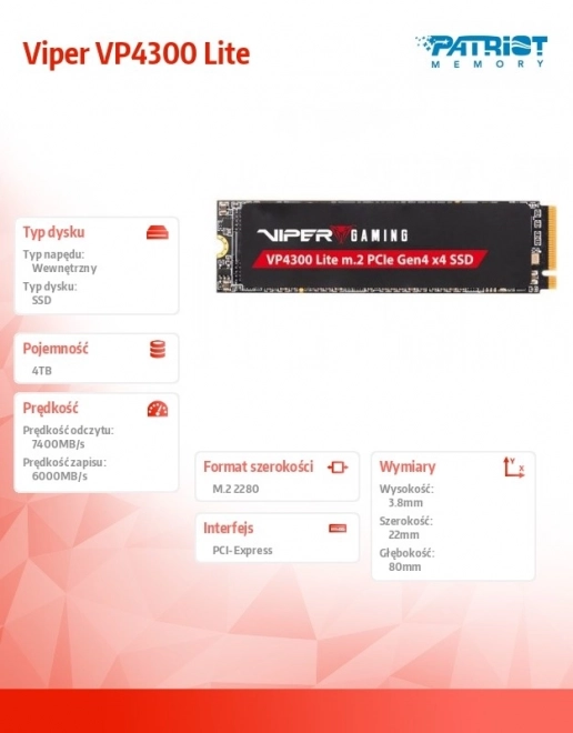 SSD disk 4TB Viper VP4300 Lite with PS5 Gaming Support
