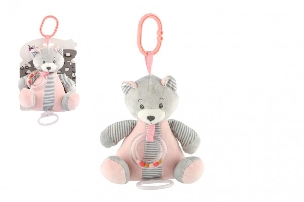Wind-up Music Box Plush Bear 18x17cm Pink on Card in Bag 0+