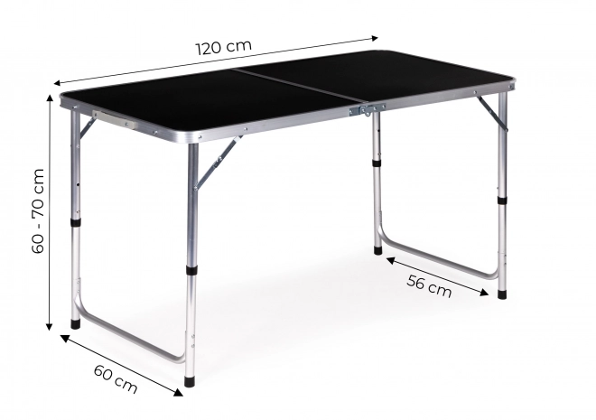 Tourist table folding camping table black top 120 x 60 cm