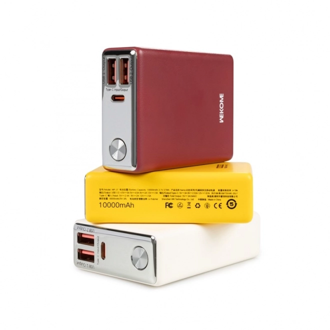 Portable Power Bank 10000mAh USB-C PD & Dual USB-A Fast Charging Red