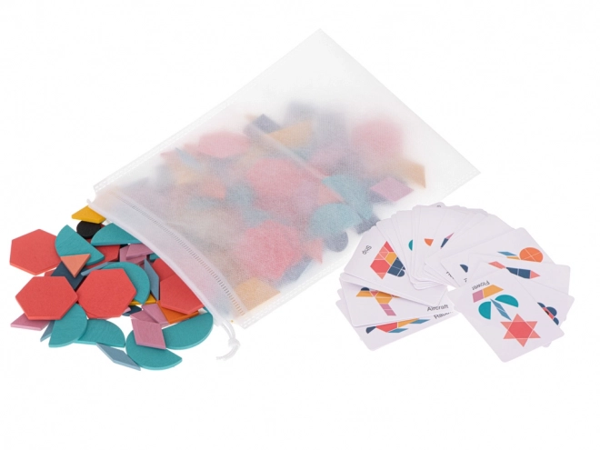 Wooden Tangram Puzzle Montessori Colorful Mosaic 180 Pieces