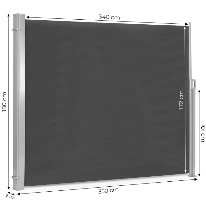 Folding Side Awning 350x180 cm for Garden or Patio Anthracite