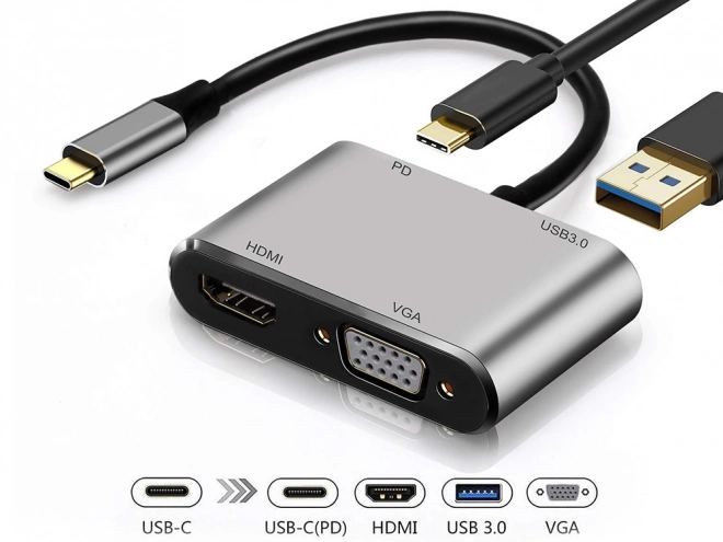 Adattatore USB-C HDMI 4K VGA Hub con Power Delivery