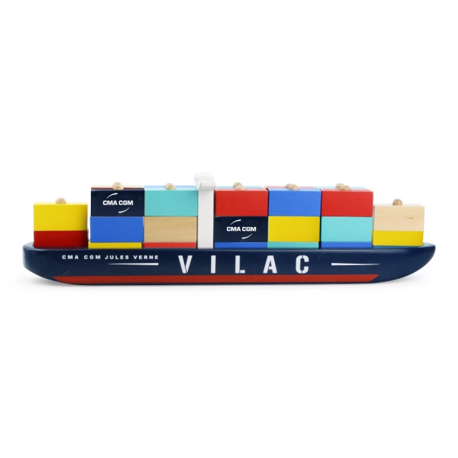 Vilac Wooden Container Ship Puzzle CMA CGM Jules Verne