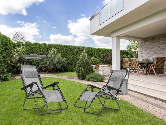 Foldable Adjustable Garden / Beach Chair with Sunshade Gray