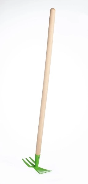 Green Double-Sided Hoe with Wooden Handle