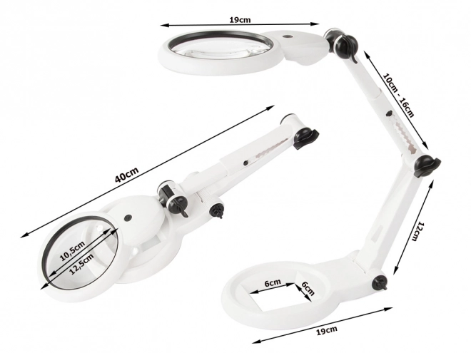 Desktop magnifying glass for jewelers with LED lighting and USB power