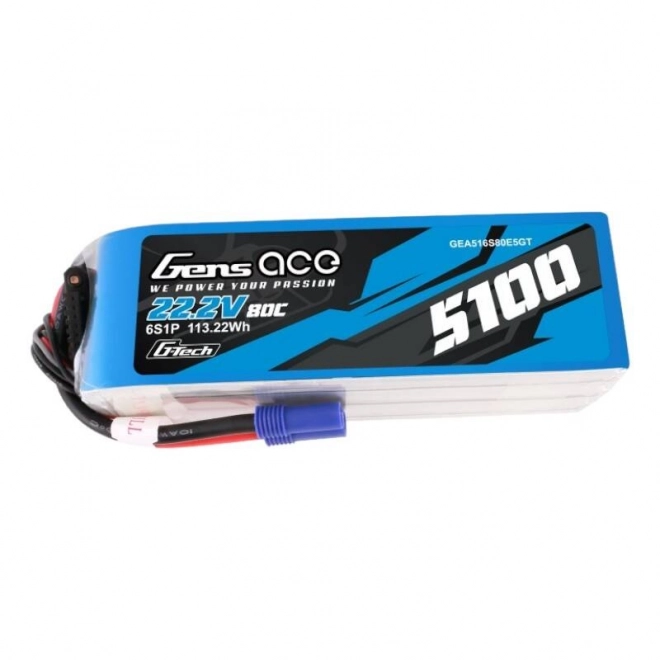 Batteria Lipo 5100mAh 80C 22,2V 6S1P con Connettore EC5