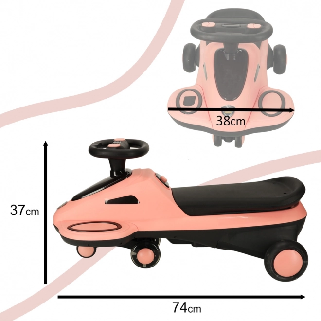 LED Wheel Gravity Ride-On with Music - Pink and Black