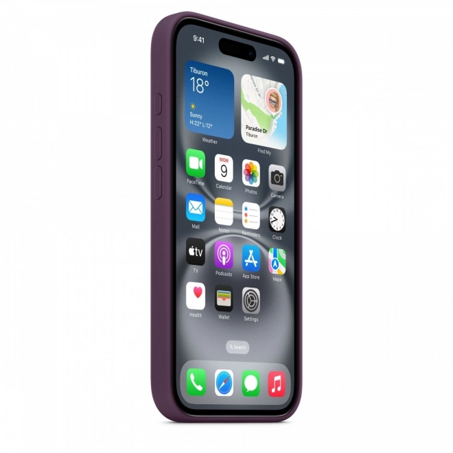 Custodia in silicone con MagSafe per iPhone 16 - prugna matura