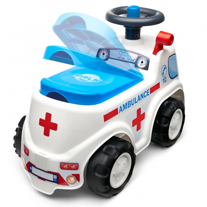 Ambulanza cavalcabile con sedile apribile e clacson